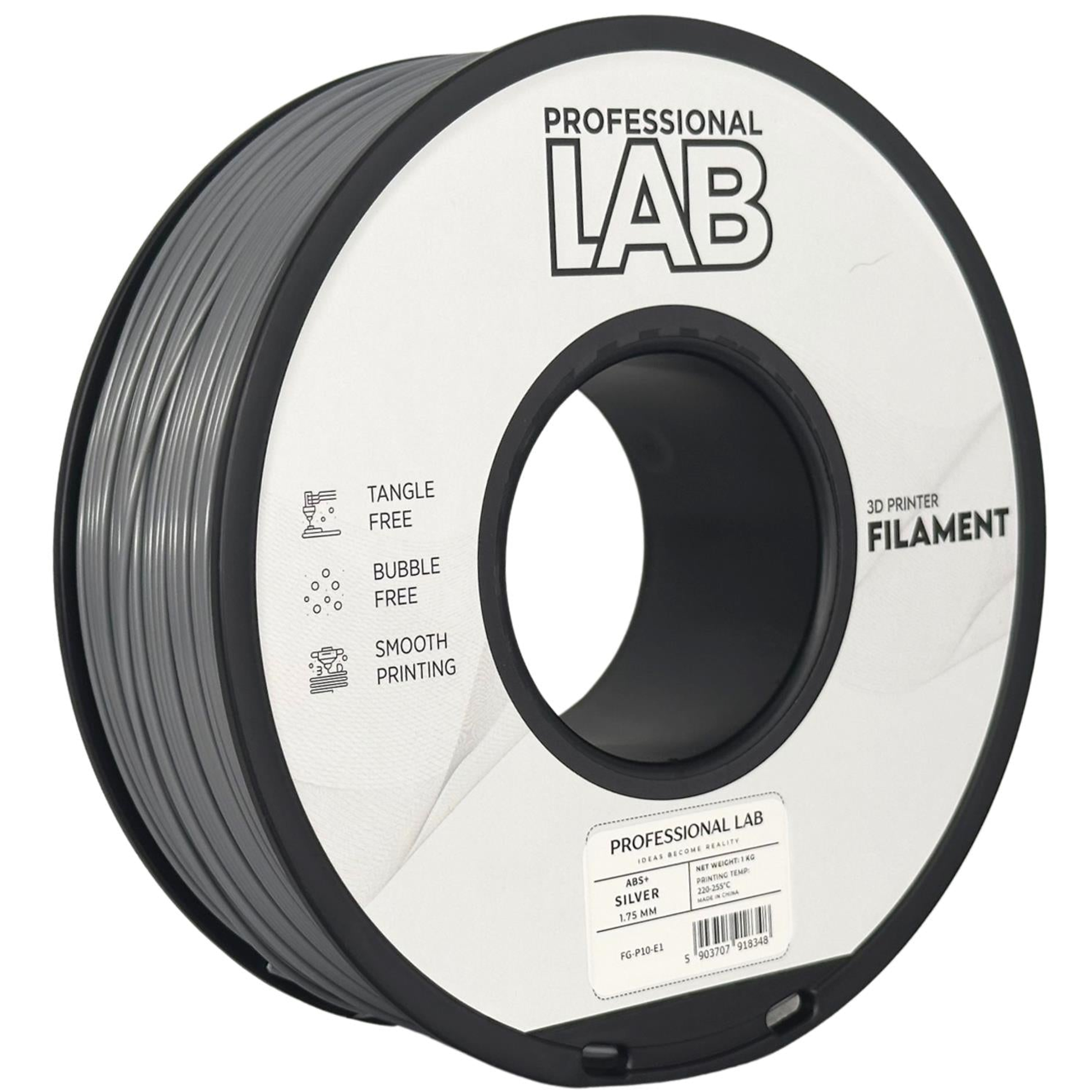 Szpula filamentu ABS+ srebrny, Prof. Lab, 1,75 mm