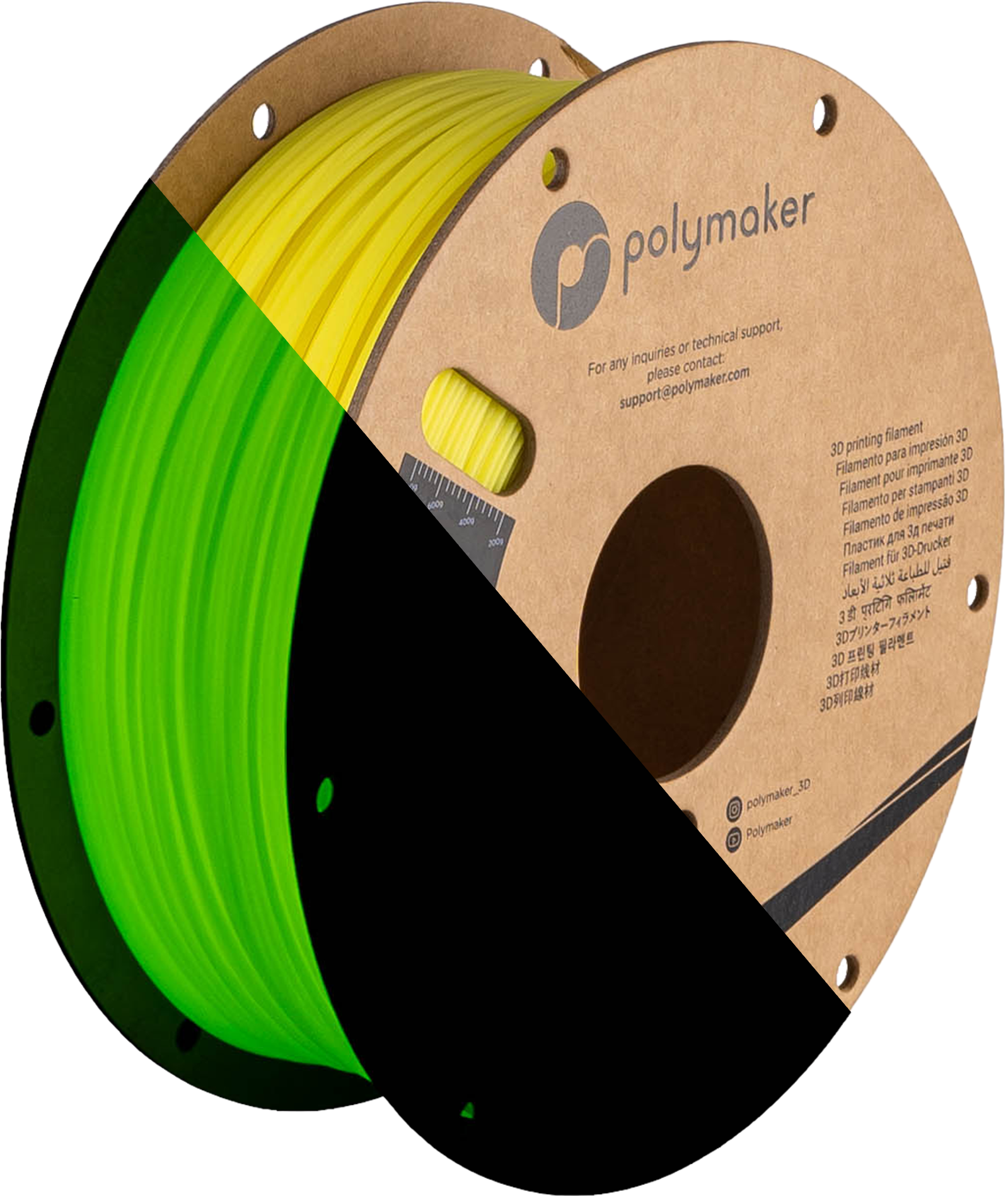 Szpula filamentu PLA świecący żółty, Polymaker, 1,75 mm