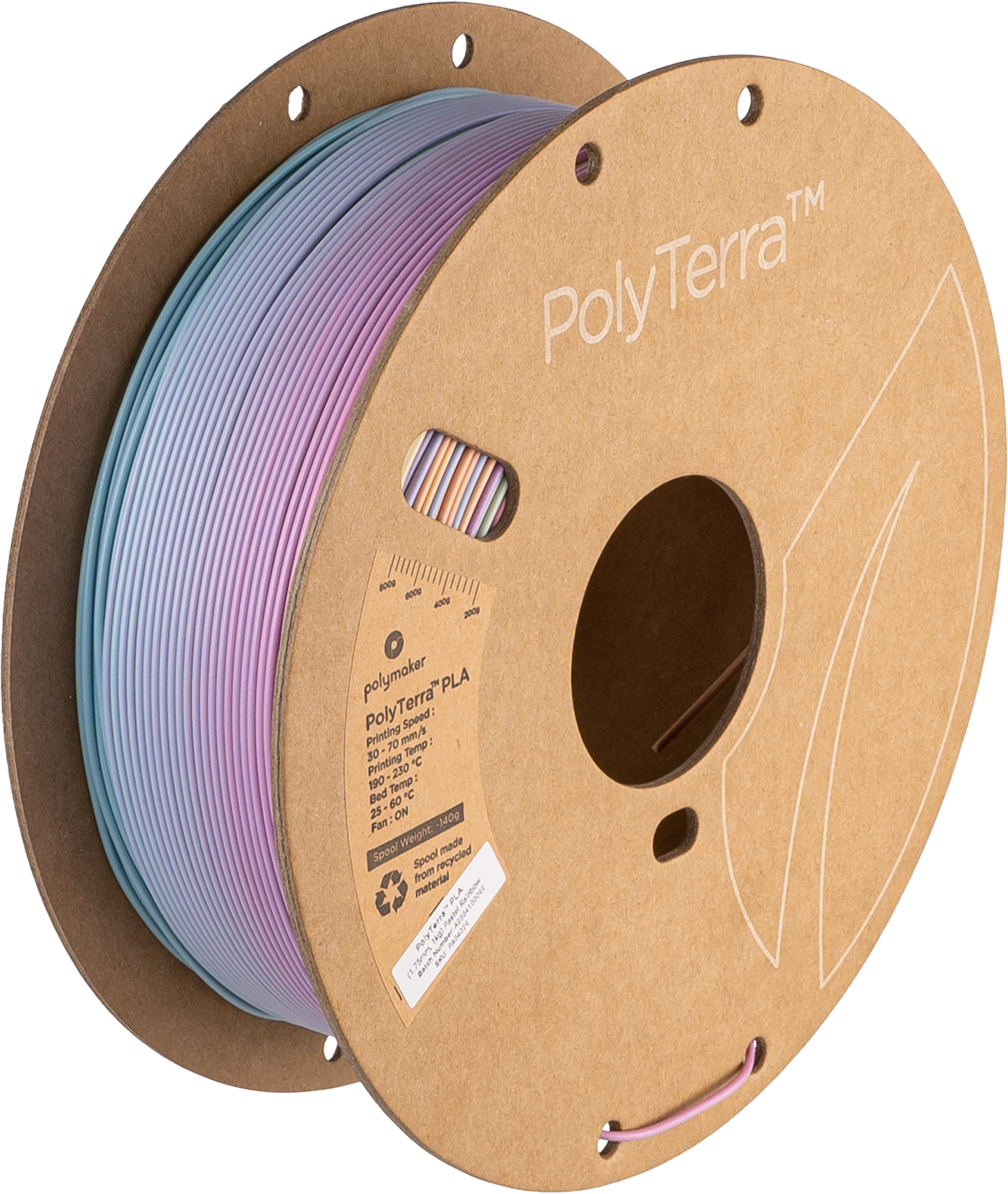 Szpula filamentu PLA gradient matowy pastelowy tęczowy, Polymaker, 1,75 mm