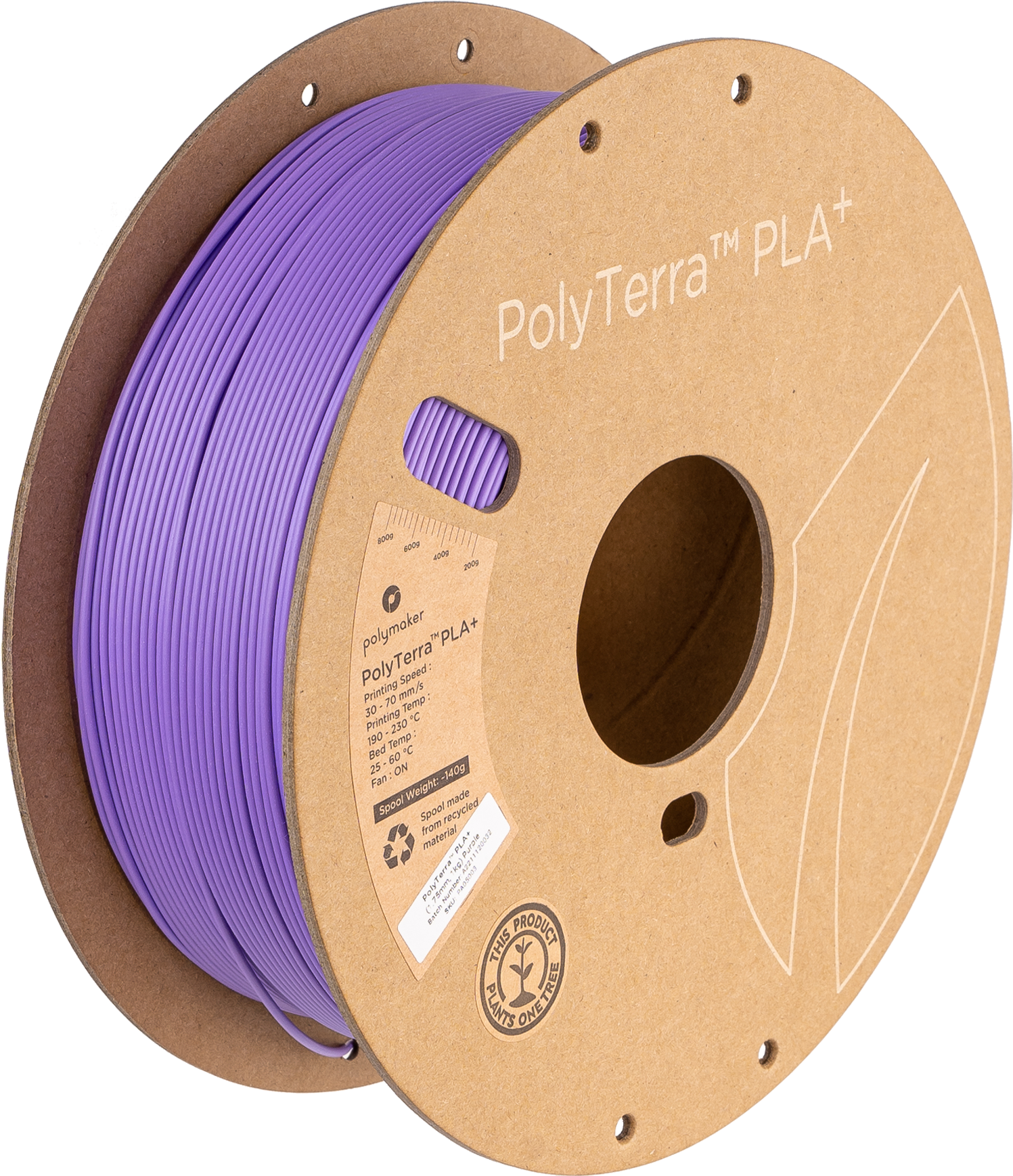 Szpula filamentu PLA+ satynowy fioletowy, Polymaker, 1,75 mm