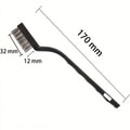 Szczotka druciana ze stali nierdzewnej z czarną rękojeścią z tworzywa, długość 170 mm, główka 32 × 12 mm