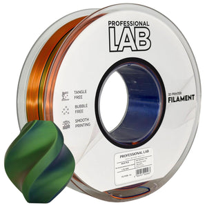 Filament Silk PLA trójkolorowy pomarańczowy niebieski zielony | Prof. Lab