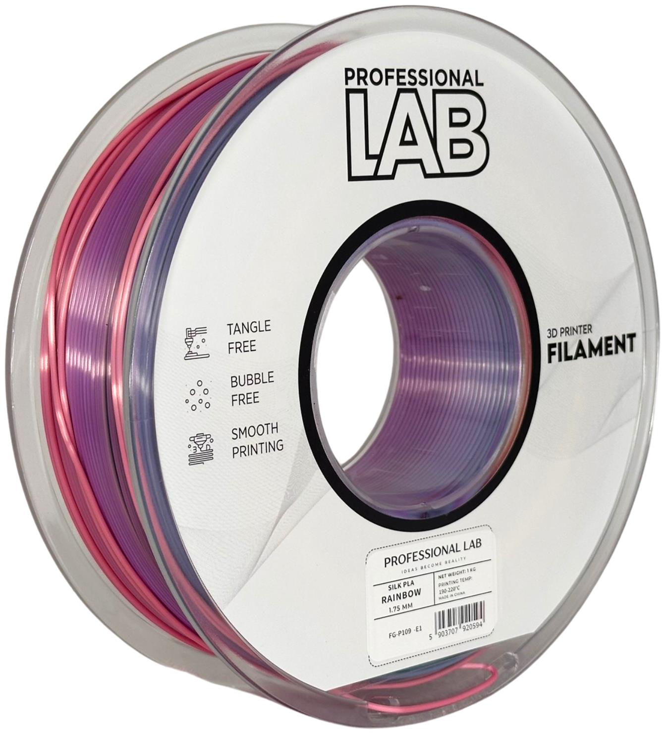Szpula filamentu Silk PLA tęczowy, Prof. Lab, 1,75 mm