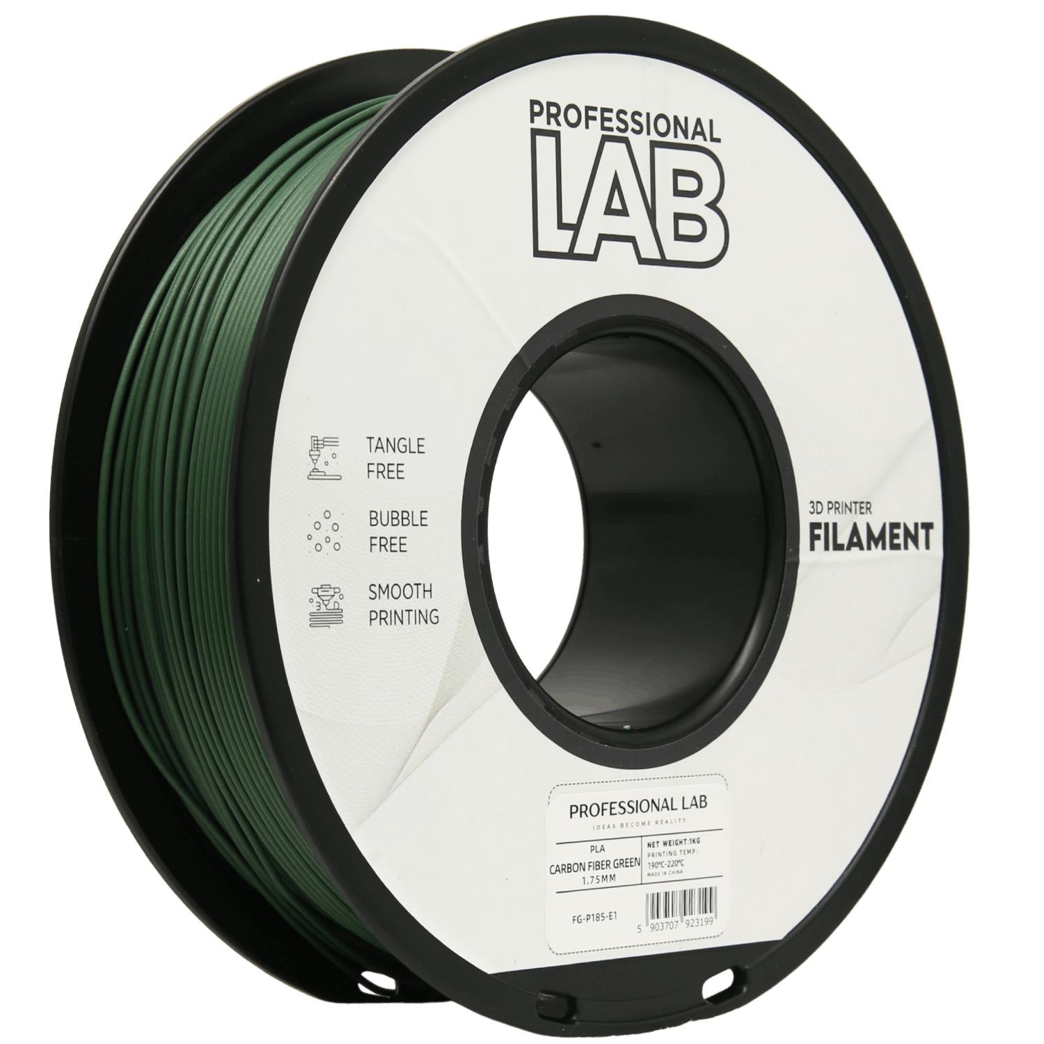 Szpula filamentu PLA-CF zielony, Prof. Lab, 1,75 mm