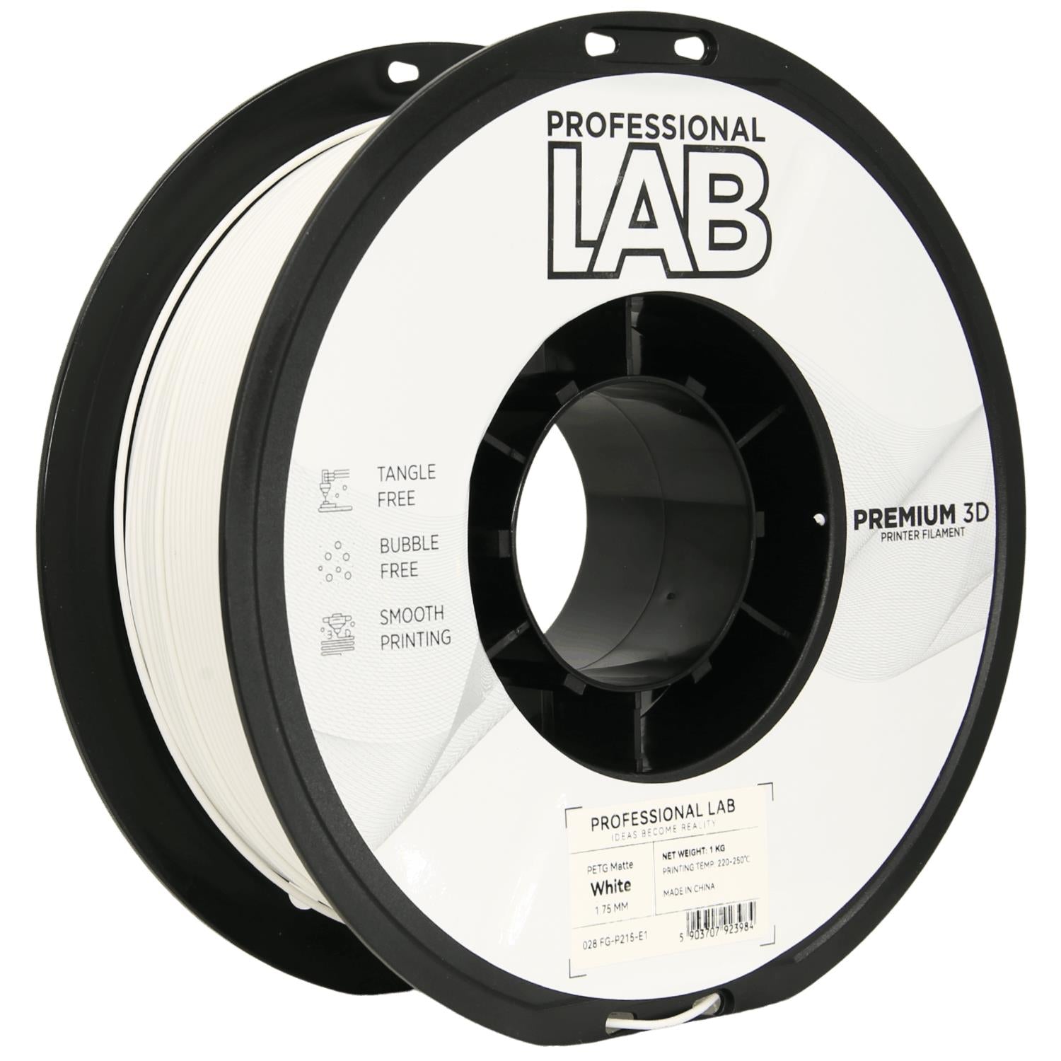 Szpula filamentu PETG matowa biel, Prof. Lab, 1,75 mm
