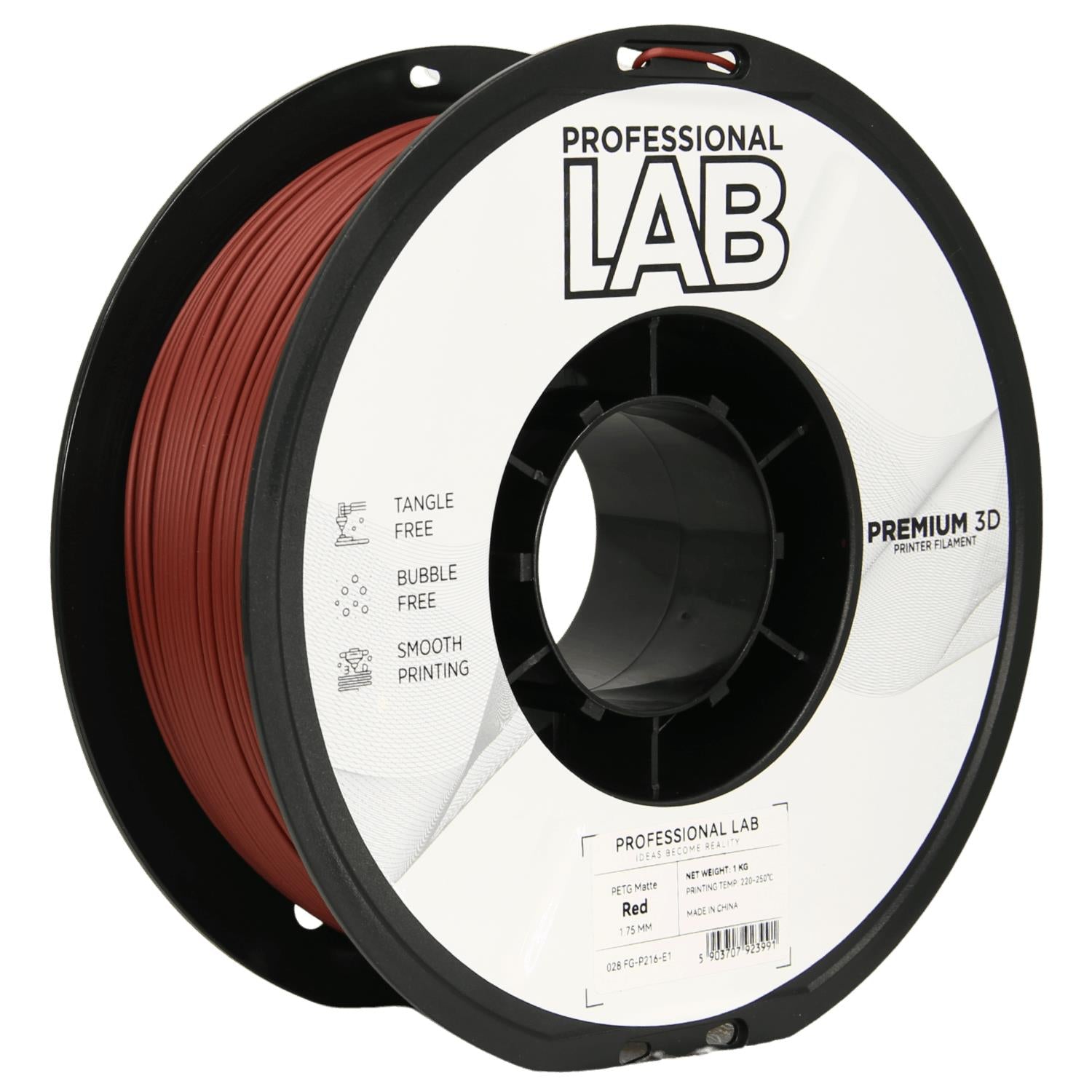 Szpula filamentu PETG matowa czerwień, Prof. Lab, 1,75 mm