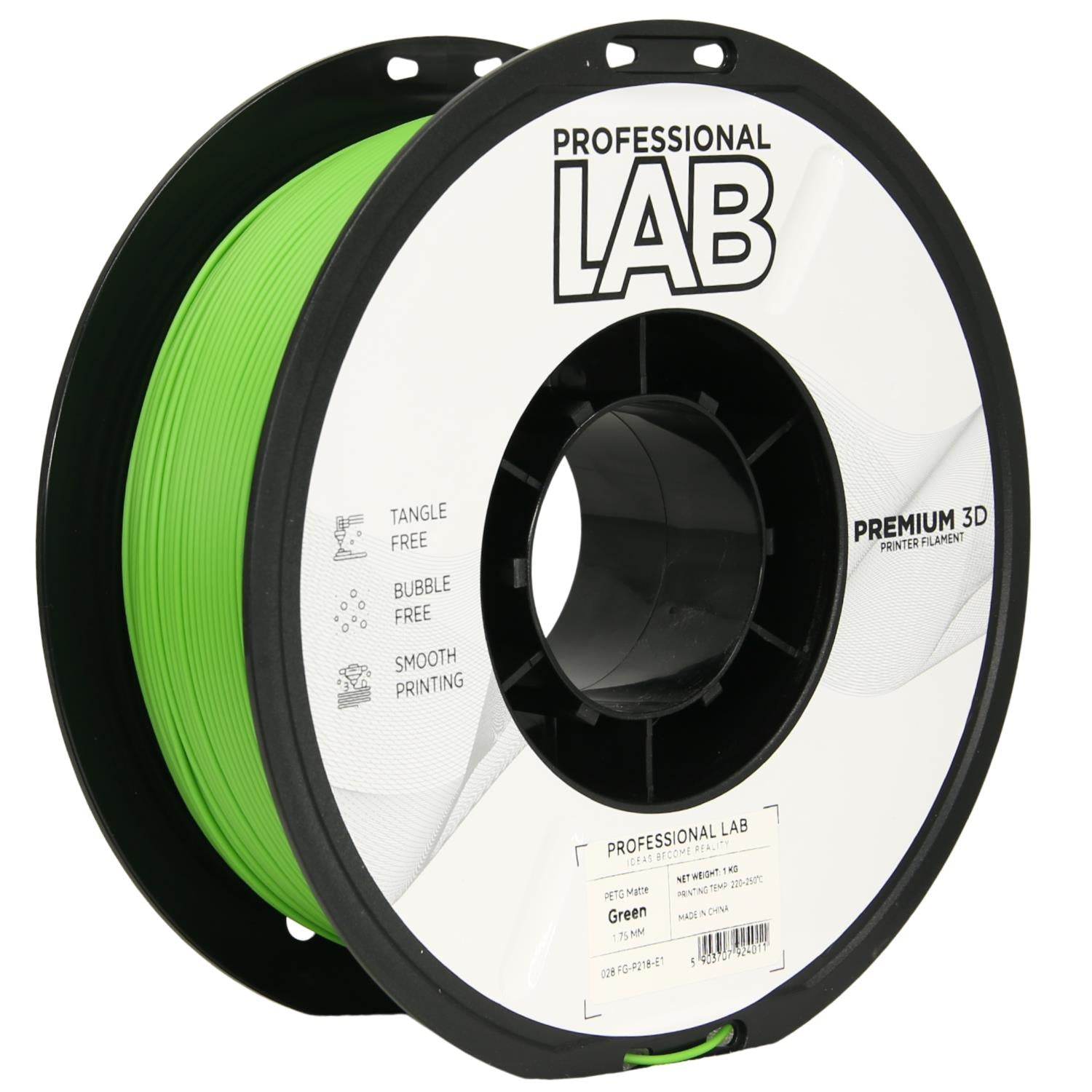 Szpula filamentu PETG matowa zieleń, Prof. Lab, 1,75 mm