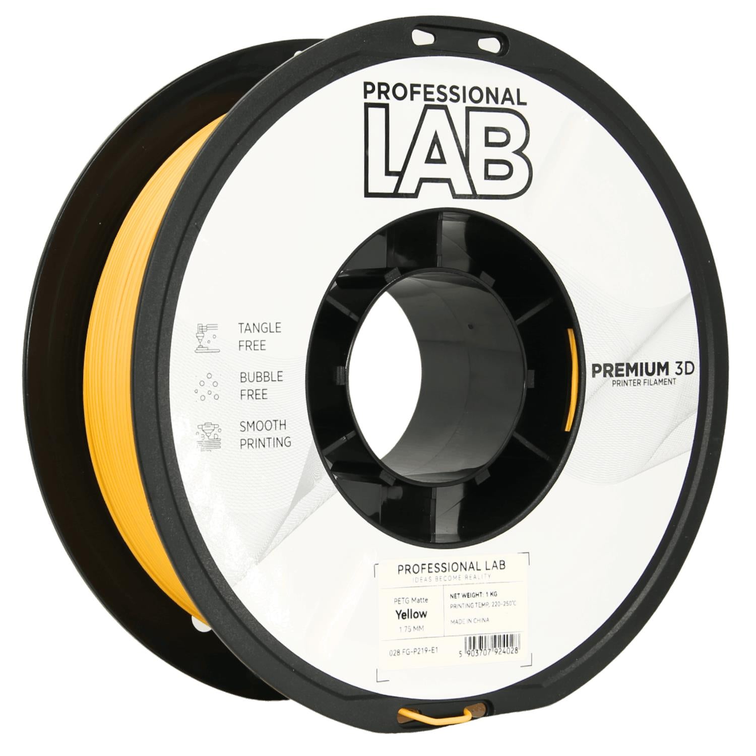 Szpula filamentu PETG matowy żółty, Prof. Lab, 1,75 mm