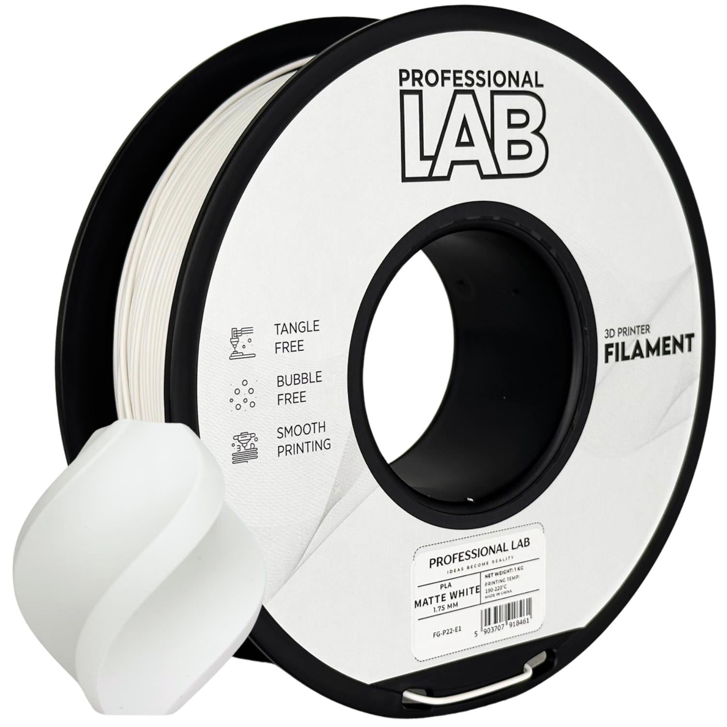 Szpula filamentu PLA matowy biały, Prof. Lab, 1,75 mm