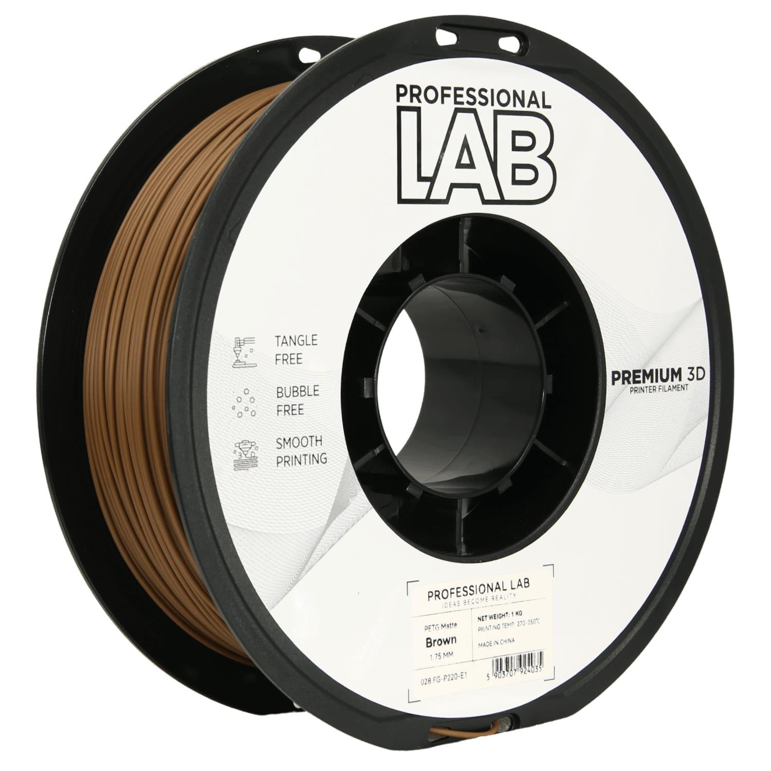 Szpula filamentu PETG matowy brązowy, Prof. Lab, 1,75 mm