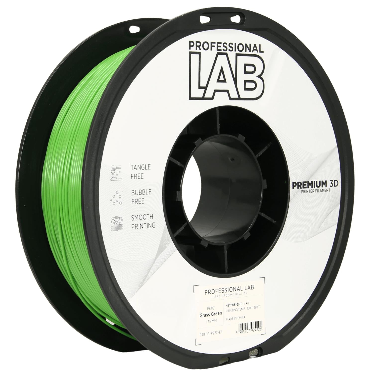 Szpula filamentu PETG trawiasta zieleń, Prof. Lab, 1,75 mm