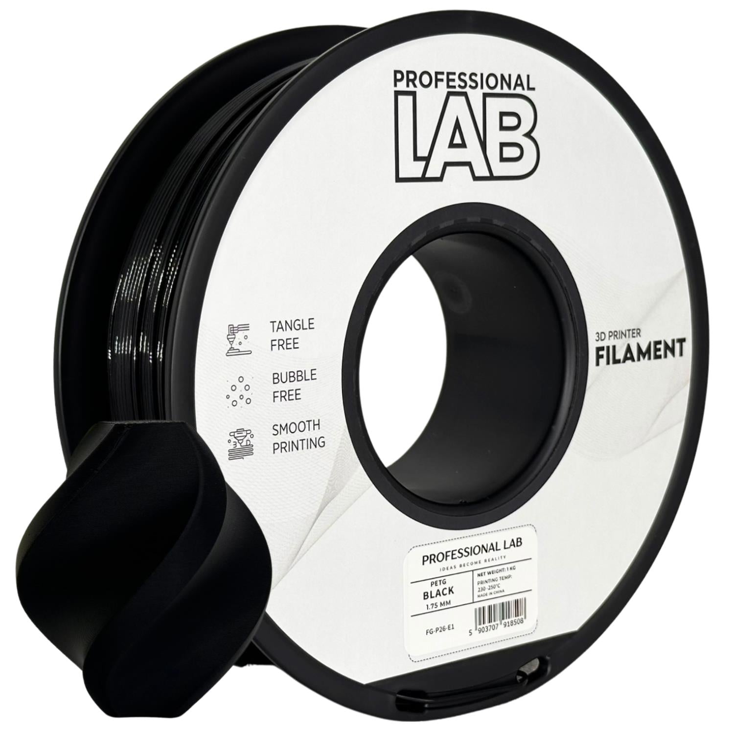 Szpula filamentu PETG czarny, Prof. Lab, 1,75 mm