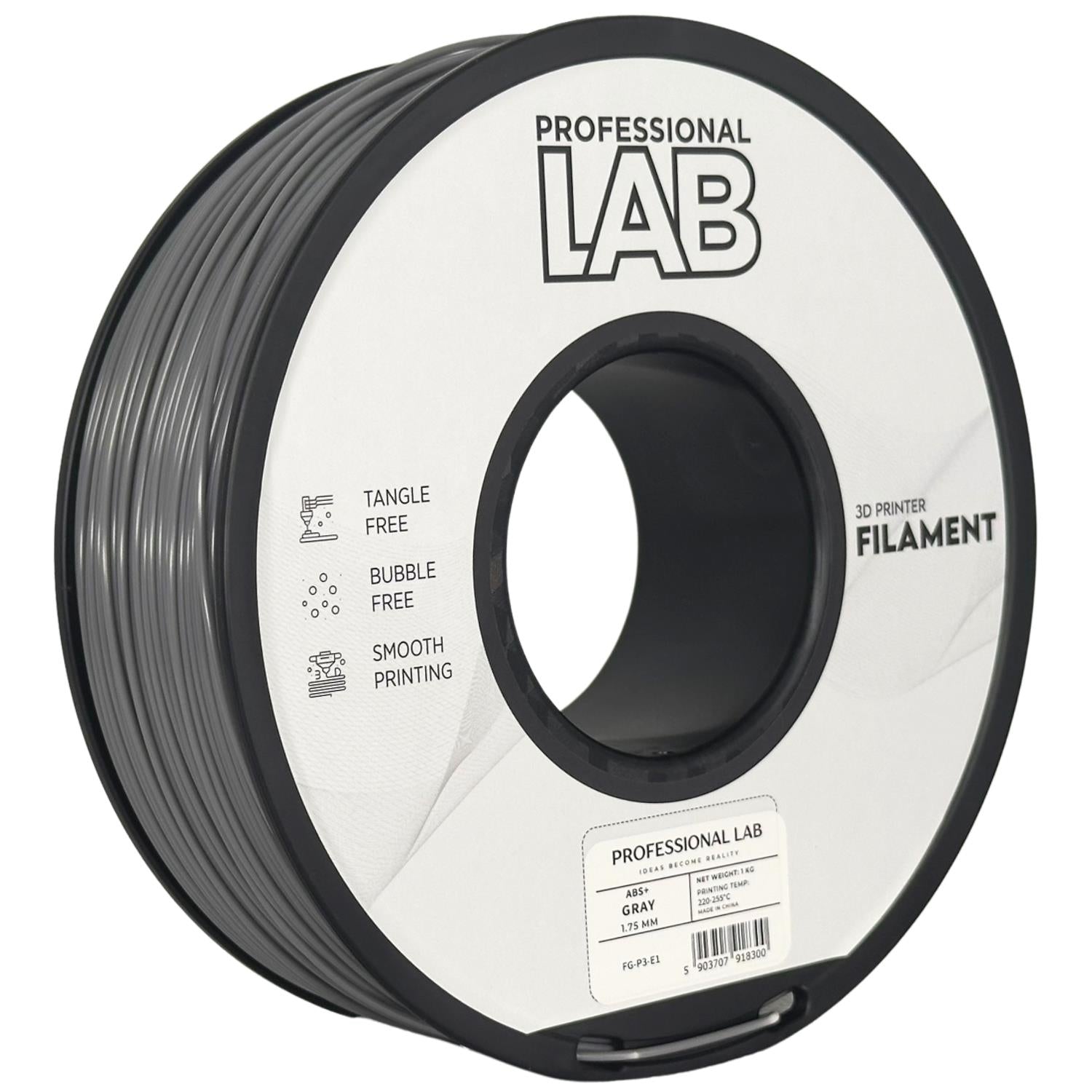 Szpula filamentu ABS+ szary, Prof. Lab, 1,75 mm