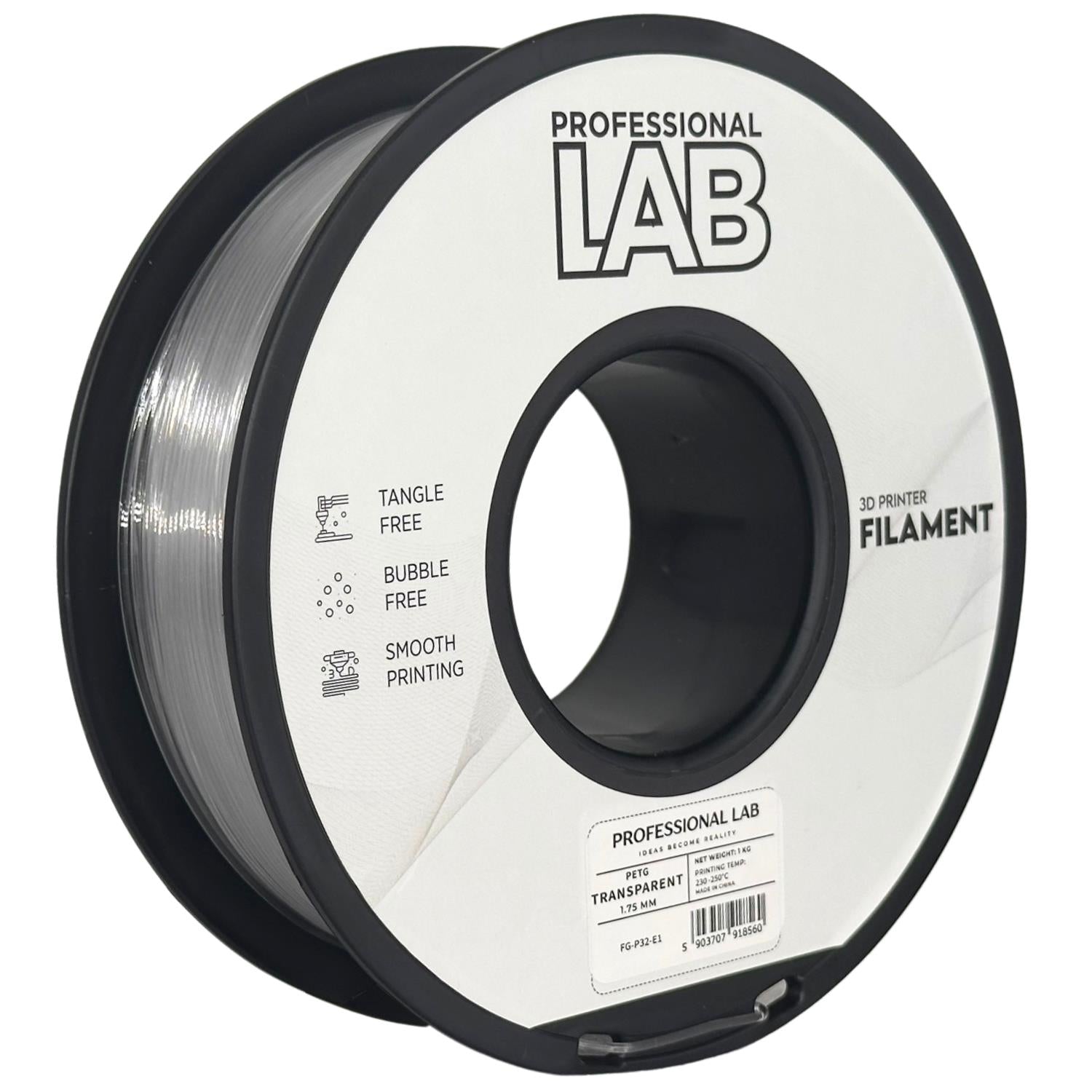 Szpula filamentu PETG transparentny, Prof. Lab, 1,75 mm
