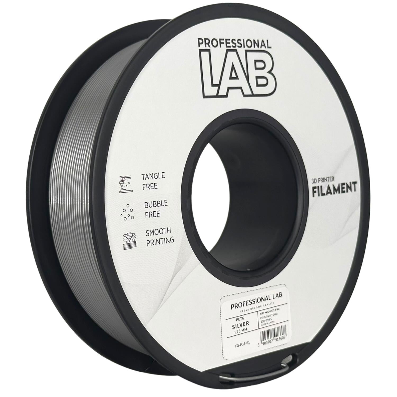 Szpula filamentu PETG srebrny, Prof. Lab, 1,75 mm