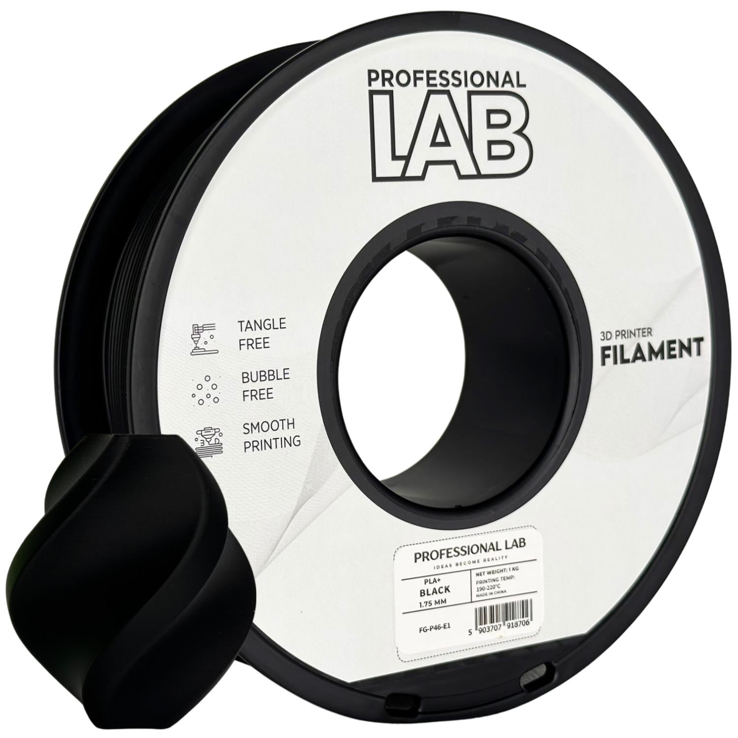 Szpula filamentu PLA+ czarny, Prof. Lab, 1,75 mm