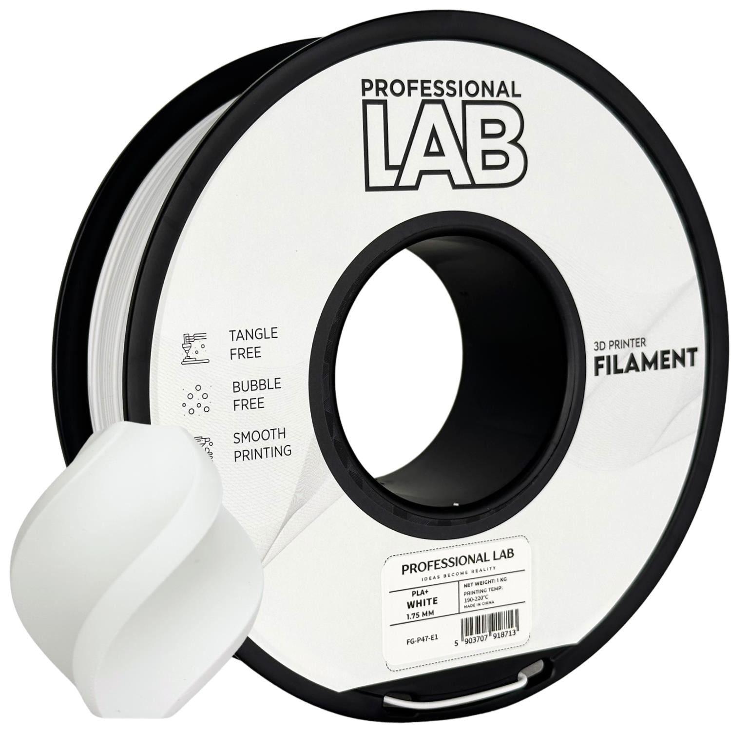Szpula filamentu PLA+ biały, Prof. Lab, 1,75 mm