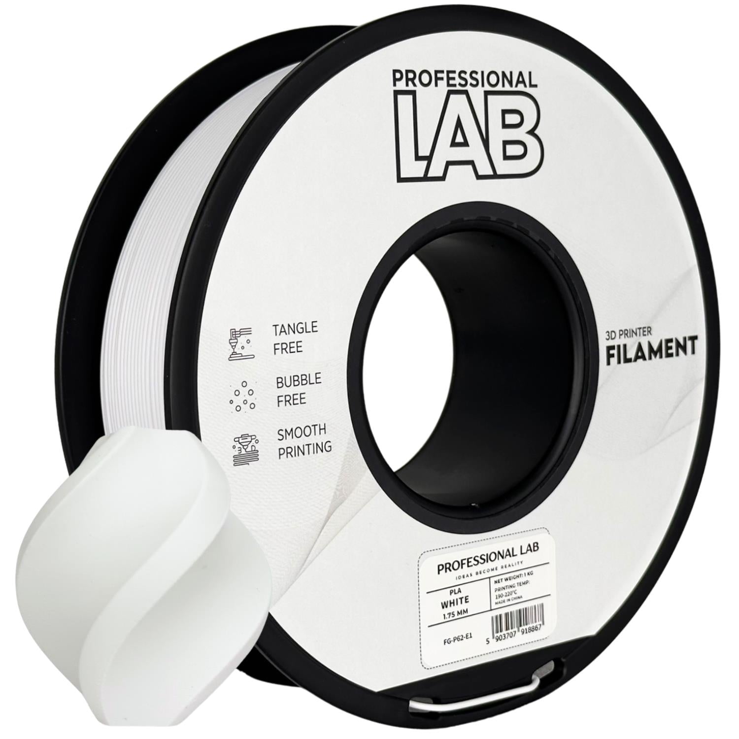 Szpula filamentu PLA biały, Prof. Lab, 1,75 mm