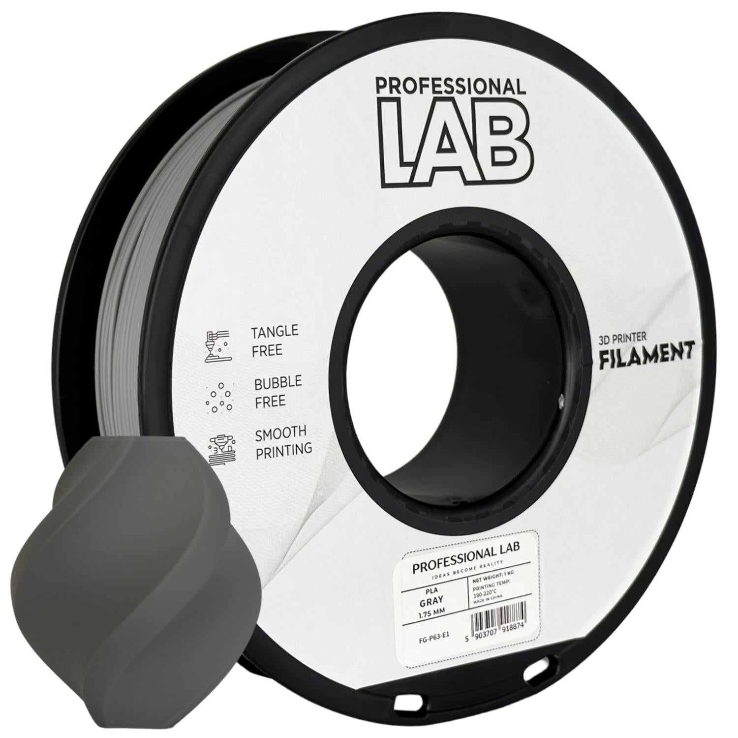 Szpula filamentu PLA szary, Prof. Lab, 1,75 mm