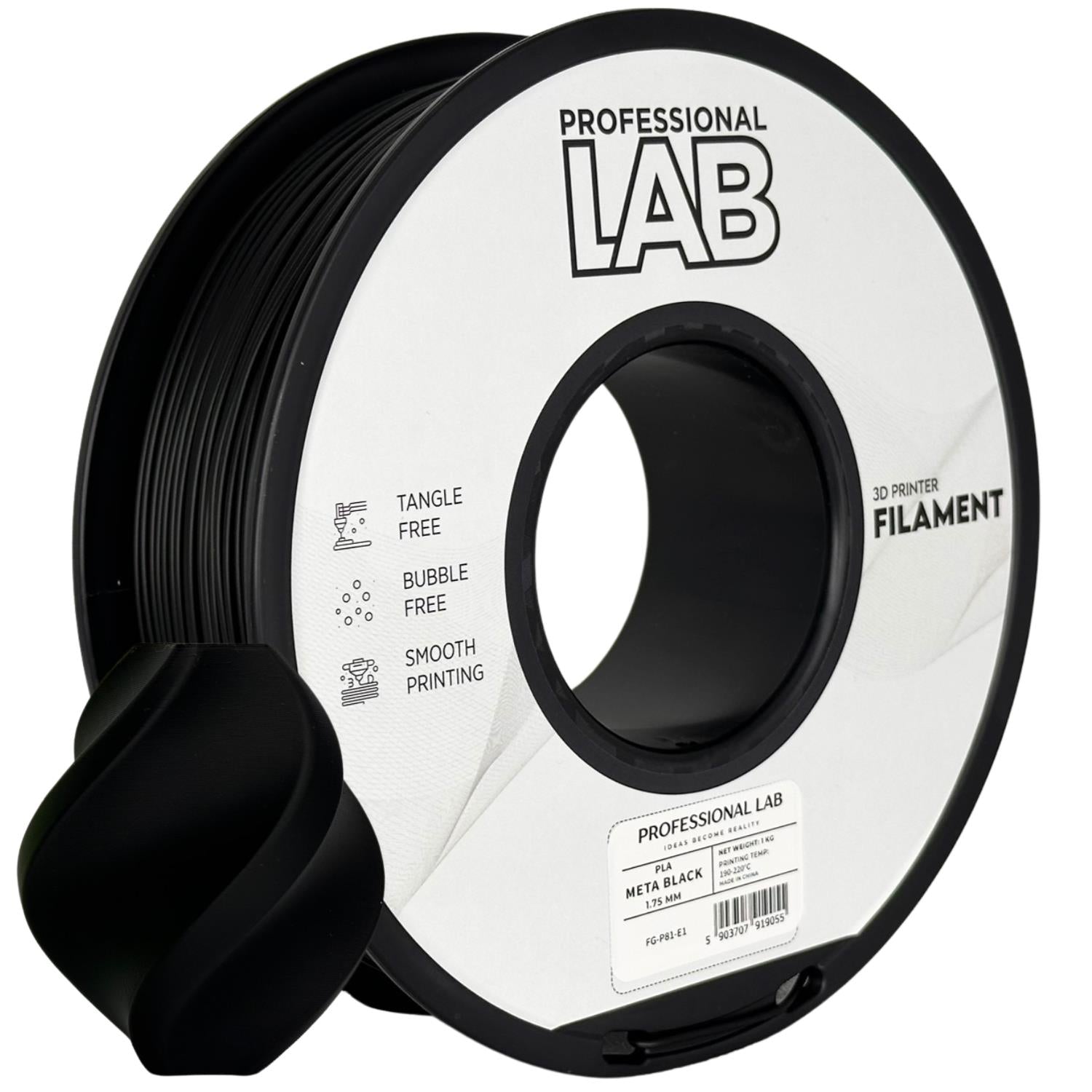 Szpula filamentu PLA META czarny, Prof. Lab, 1,75 mm