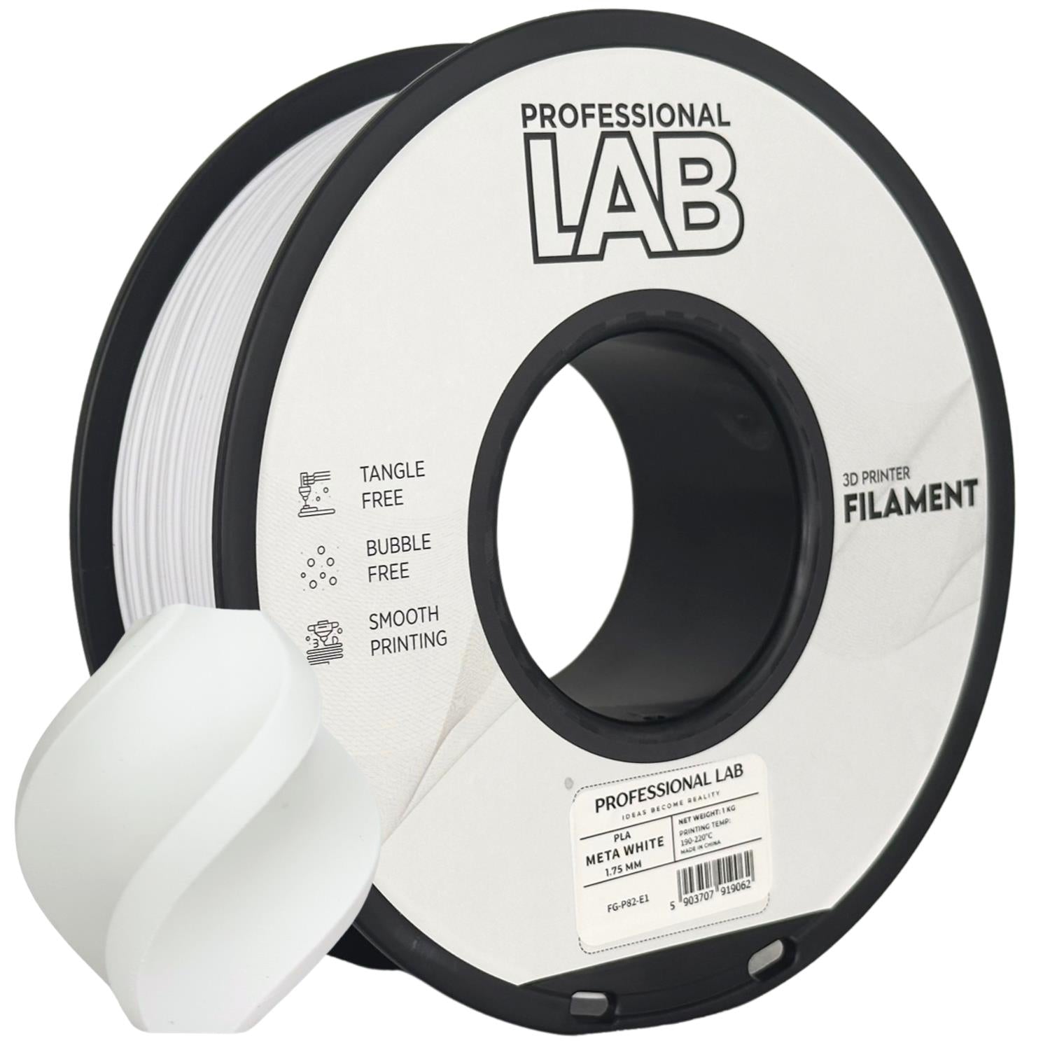 Szpula filamentu PLA META biały, Prof. Lab, 1,75 mm