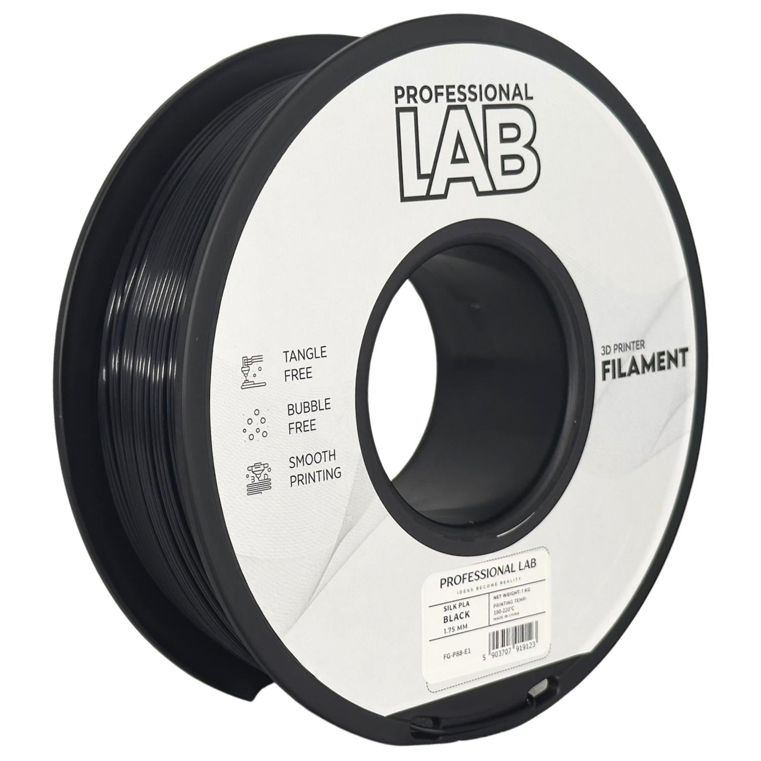 Szpula filamentu Silk PLA czarny, Prof. Lab, 1,75 mm