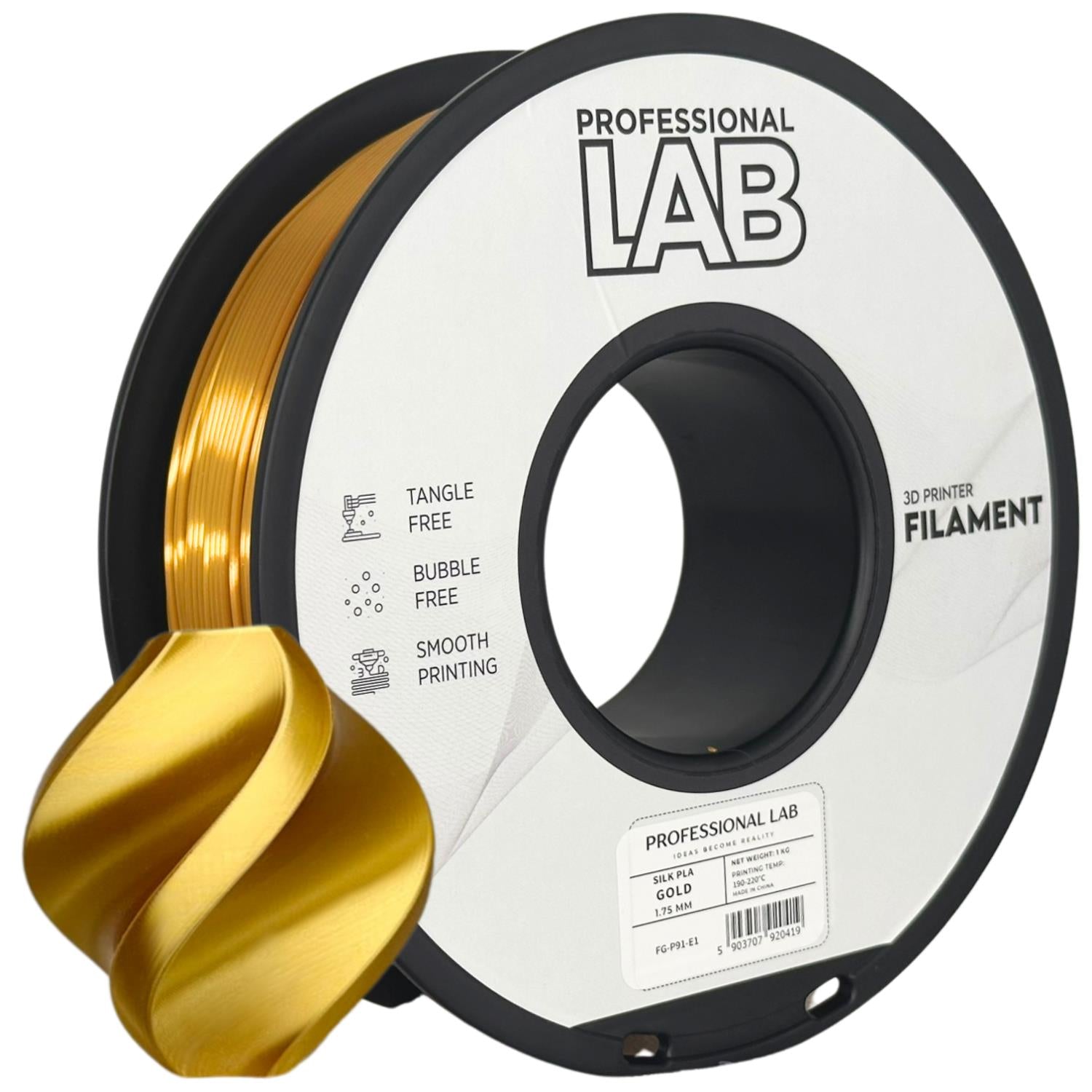 Szpula filamentu Silk PLA złoty, Prof. Lab, 1,75 mm