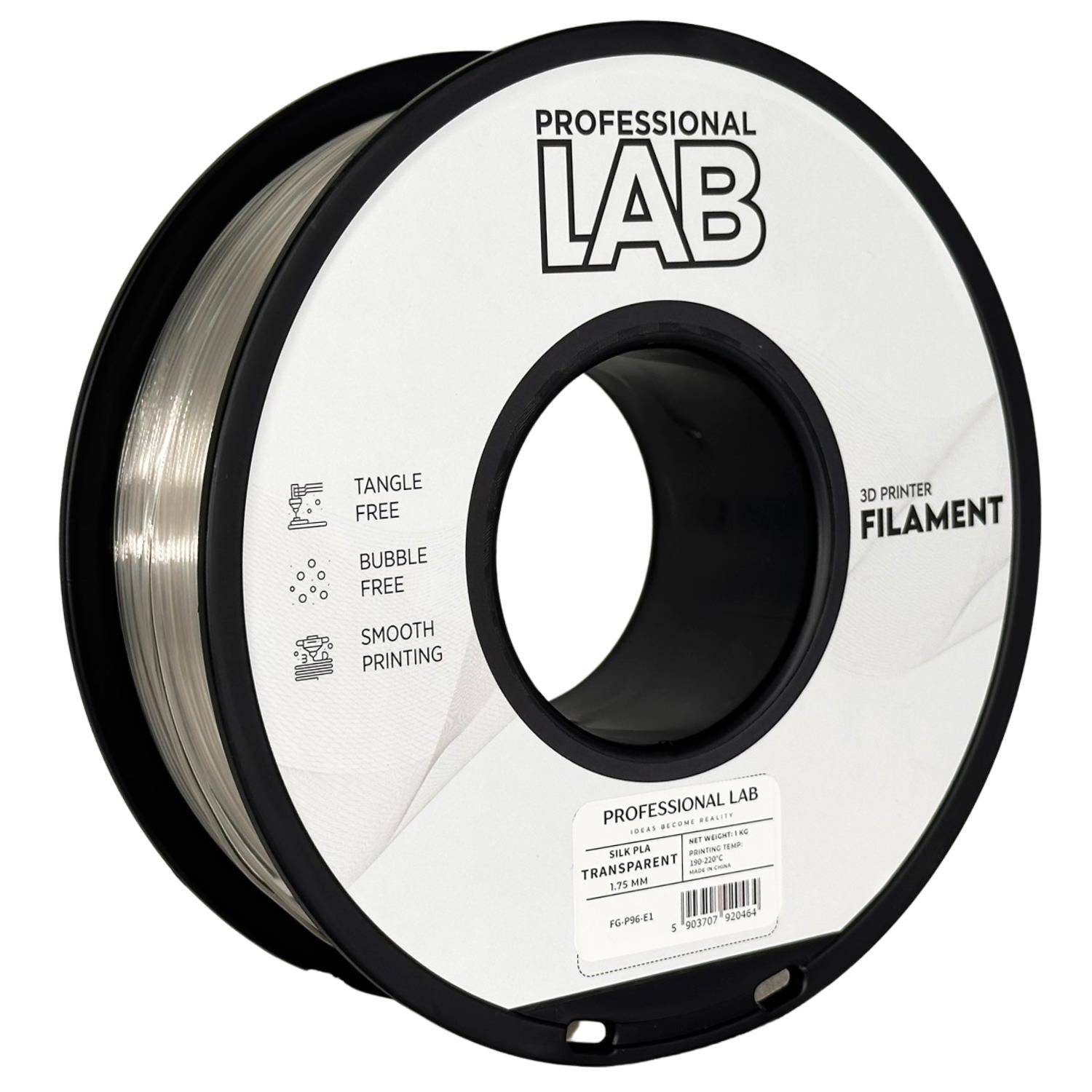 Szpula filamentu Silk PLA przezroczysty, Prof. Lab, 1,75 mm