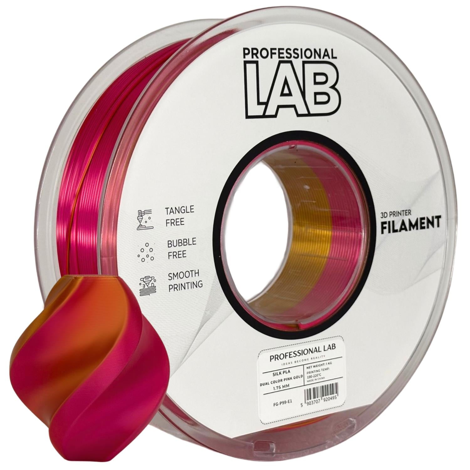 Szpula filamentu Silk PLA Dual Color różowo-złoty, Prof. Lab, 1,75 mm