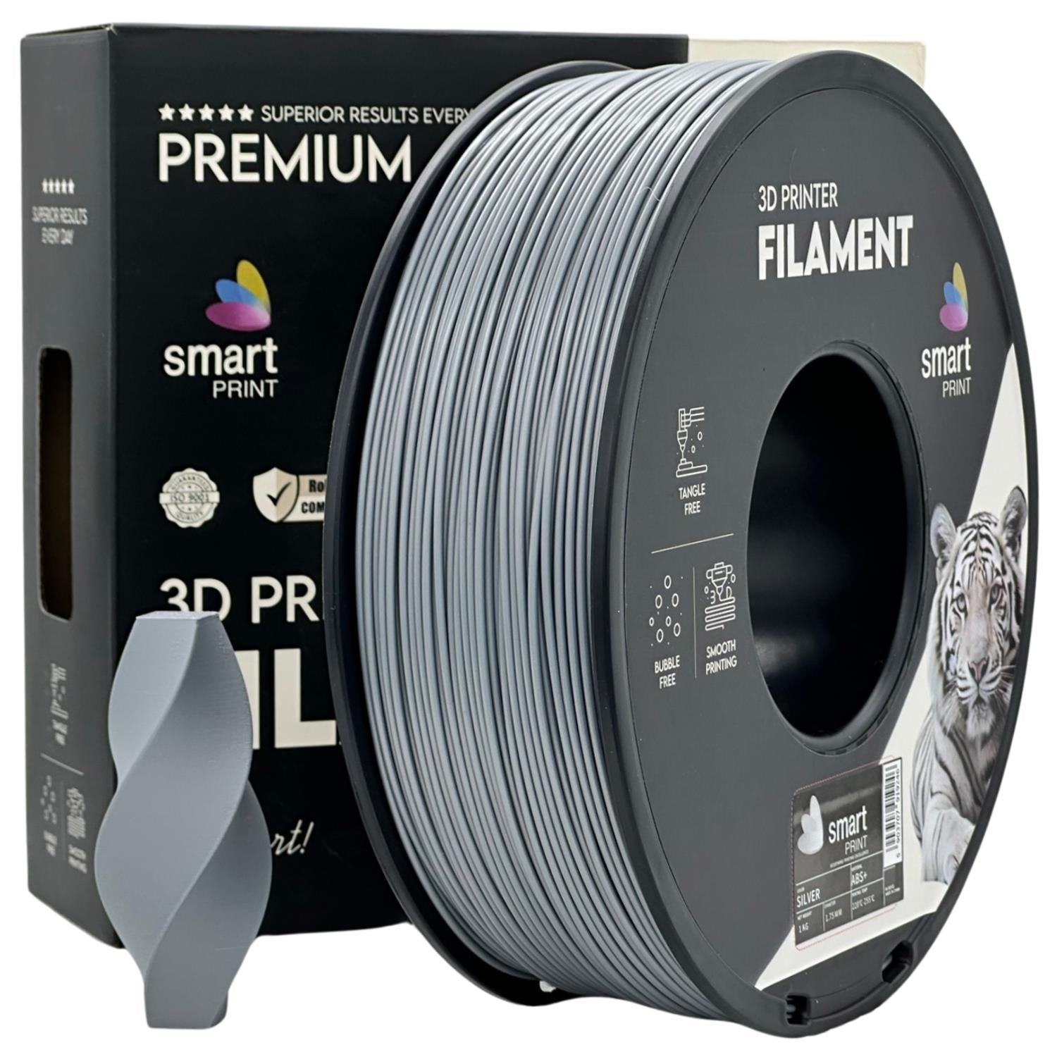 Szpula filamentu ABS+ srebrny, Smart Print, 1,75 mm