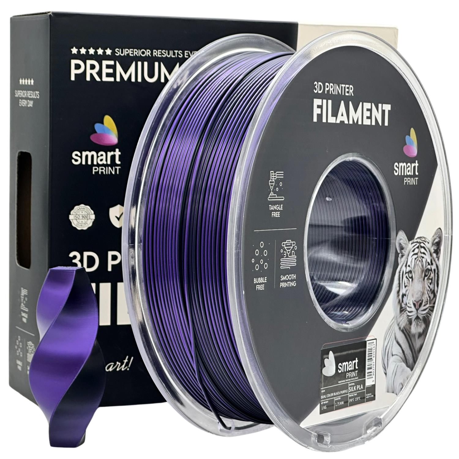 Szpula filamentu Silk PLA Dual Color czarno-fioletowy, Smart Print, 1,75 mm