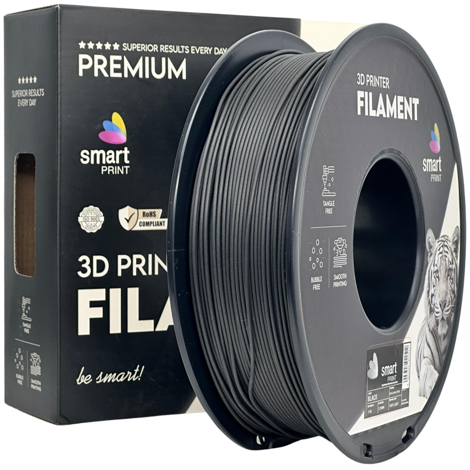 Szpula filamentu PLA-CF czarny, Smart Print, 1,75 mm