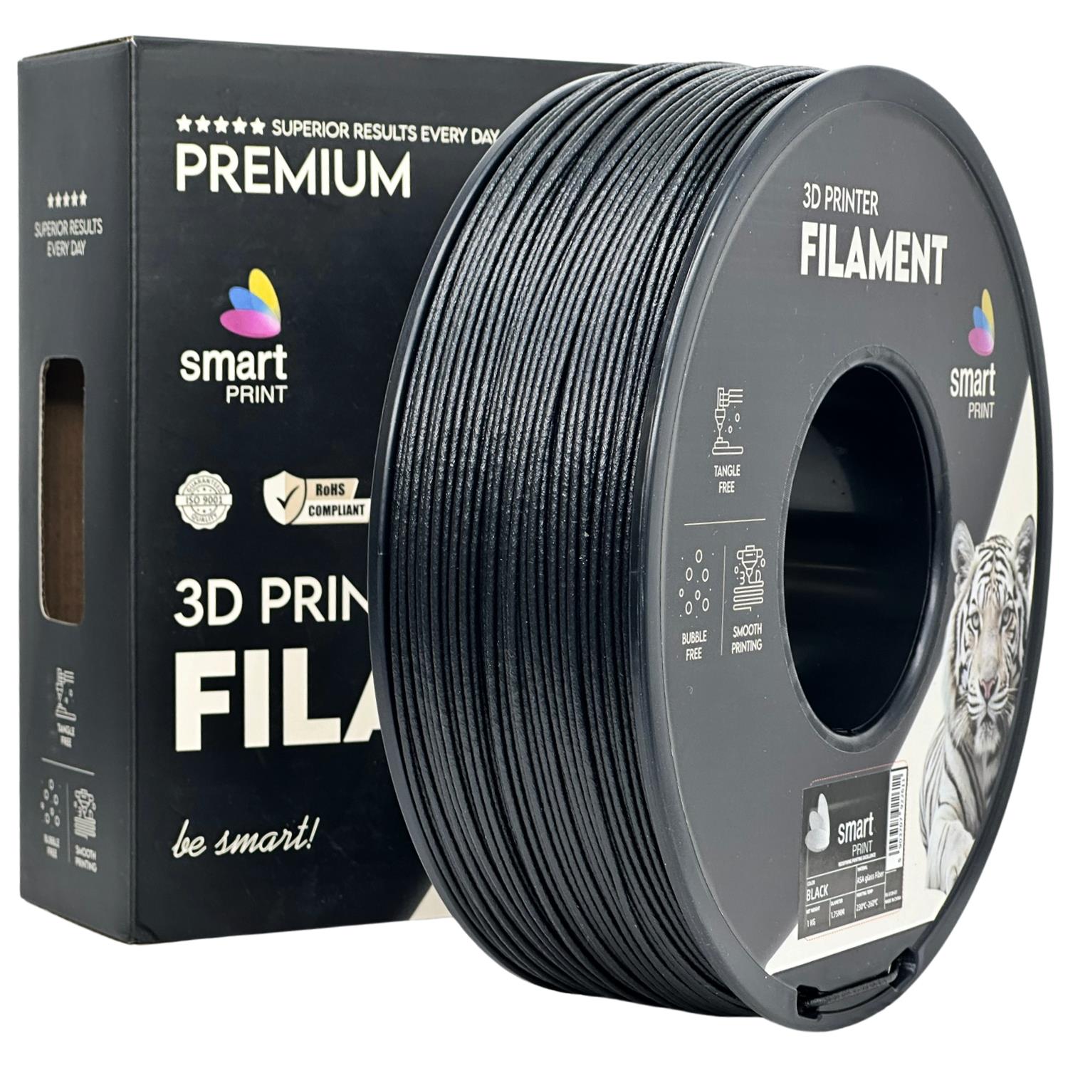 Szpula filamentu ASA-GF czarny, Smart Print, 1,75 mm