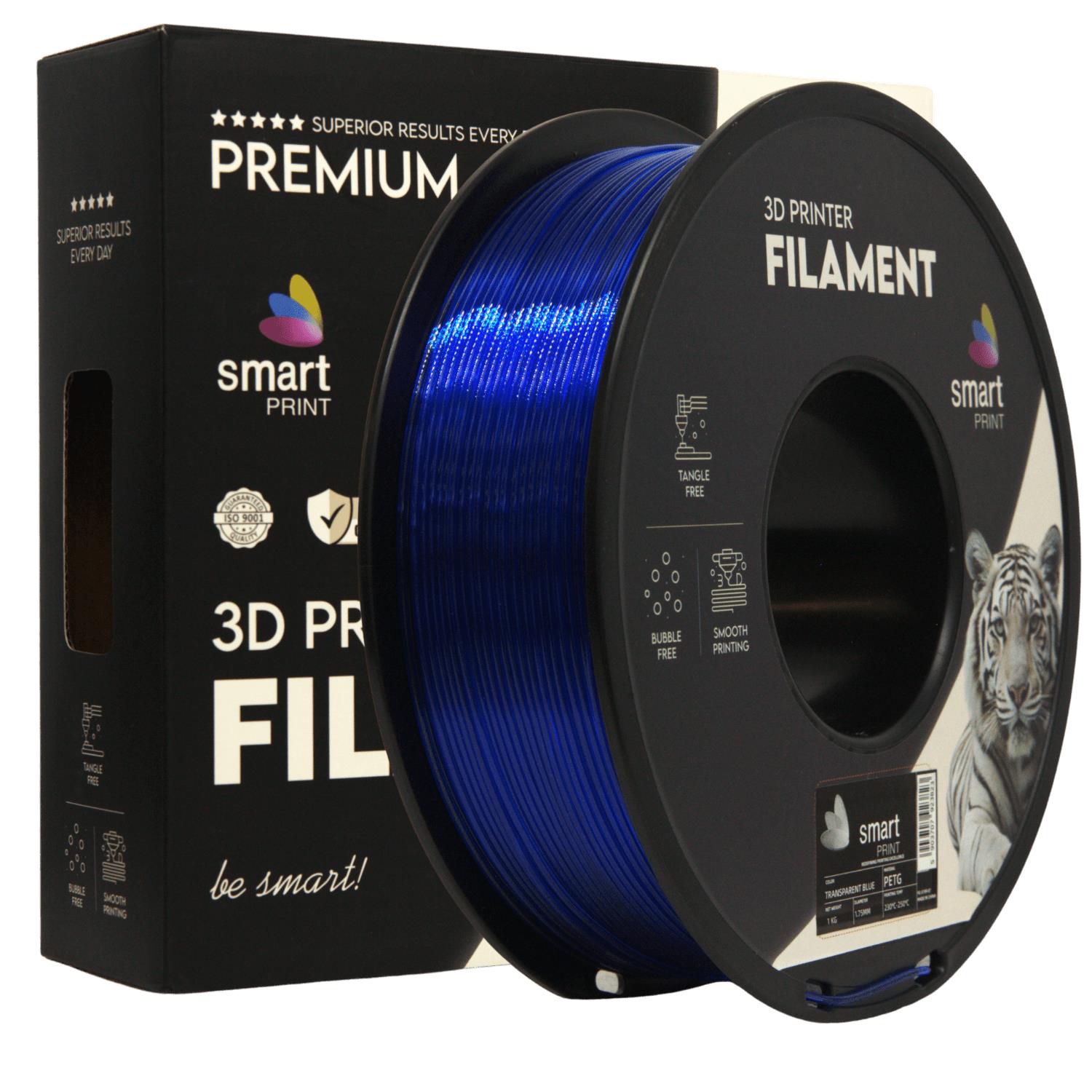 Szpula filamentu PETG przezroczysty niebieski, Smart Print, 1,75 mm
