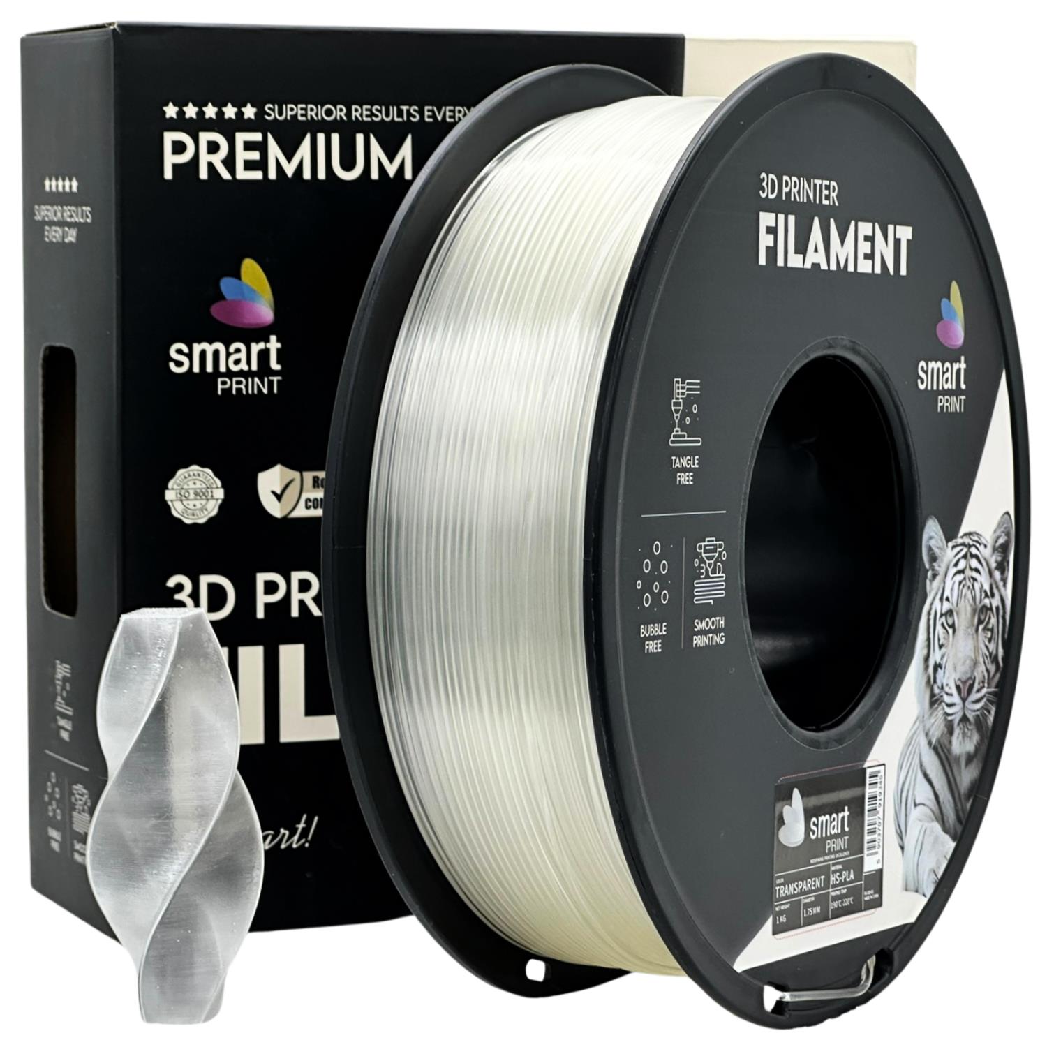 Szpula filamentu HS-PLA przezroczysty, Smart Print, 1,75 mm