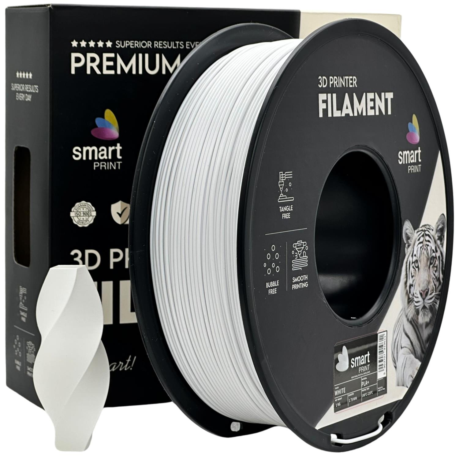 Szpula filamentu PLA+ biały, Smart Print, 1,75 mm