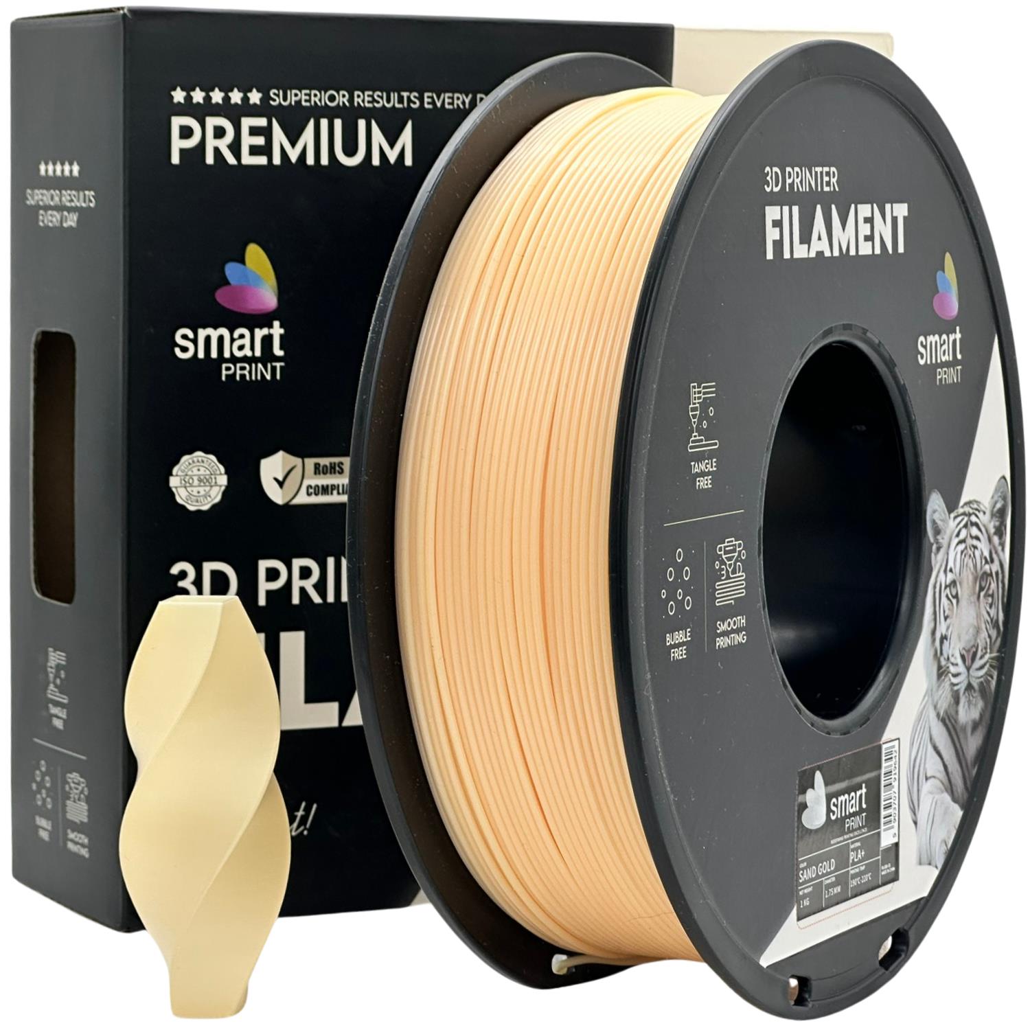 Szpula filamentu PLA+ piaskowe złoto, Smart Print, 1,75 mm