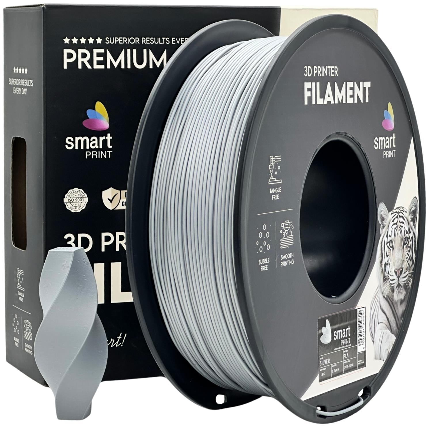Szpula filamentu PLA srebrny, Smart Print, 1,75 mm