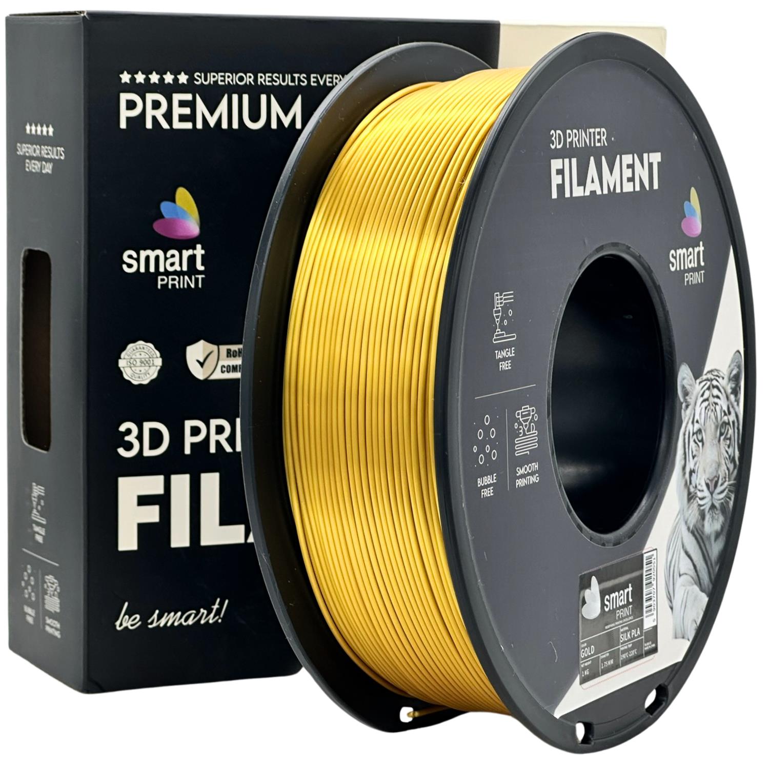 Szpula filamentu Silk PLA złoty, Smart Print, 1,75 mm