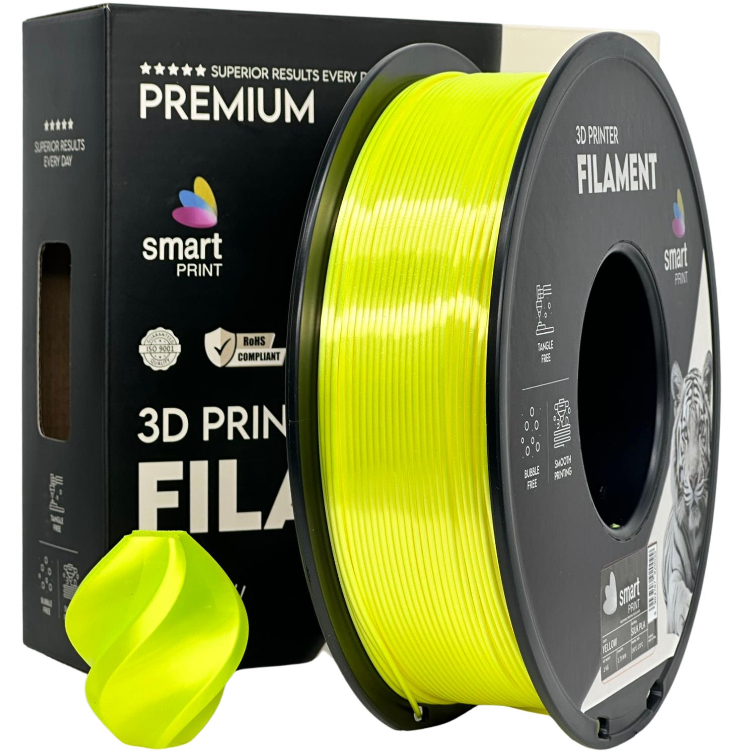 Szpula filamentu Silk PLA żółty, Smart Print, 1,75 mm