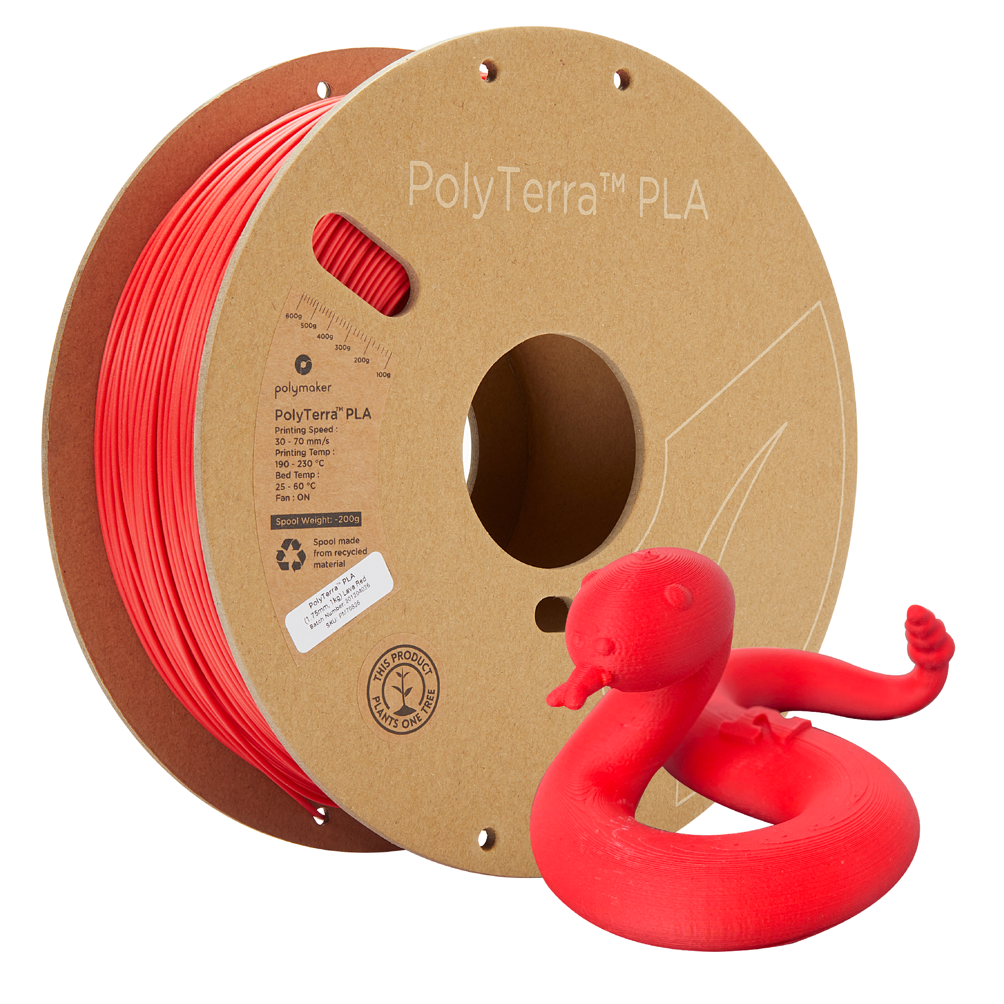 Szpula filamentu PLA matowy czerwony, Polymaker, 1,75 mm