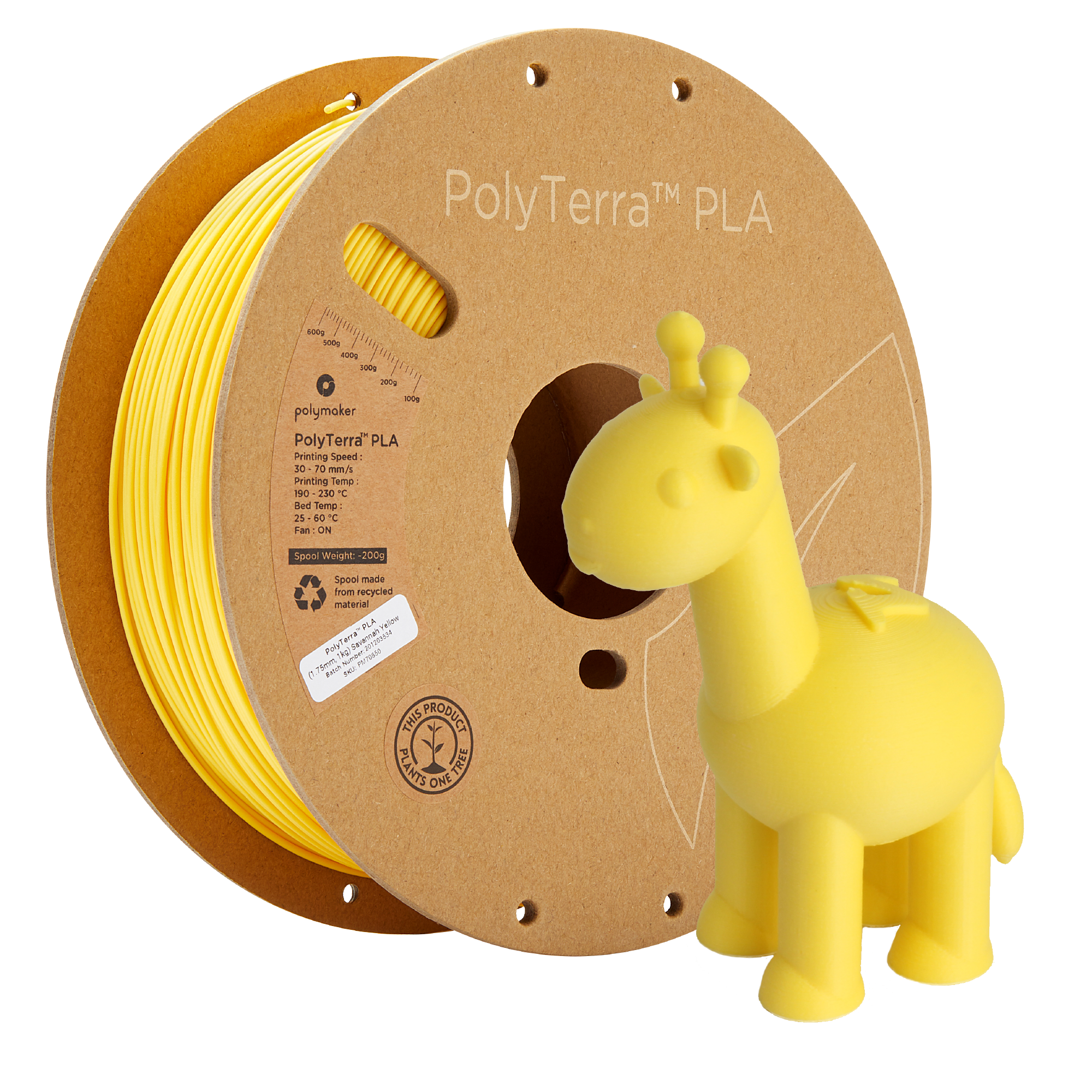 Szpula filamentu PLA matowy żółty, Polymaker, 1,75 mm