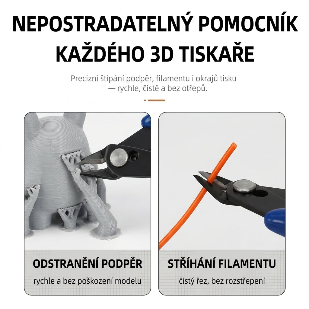 Zastosowanie szczypiec do usuwania podpór z wydruku 3D i przycinania filamentu